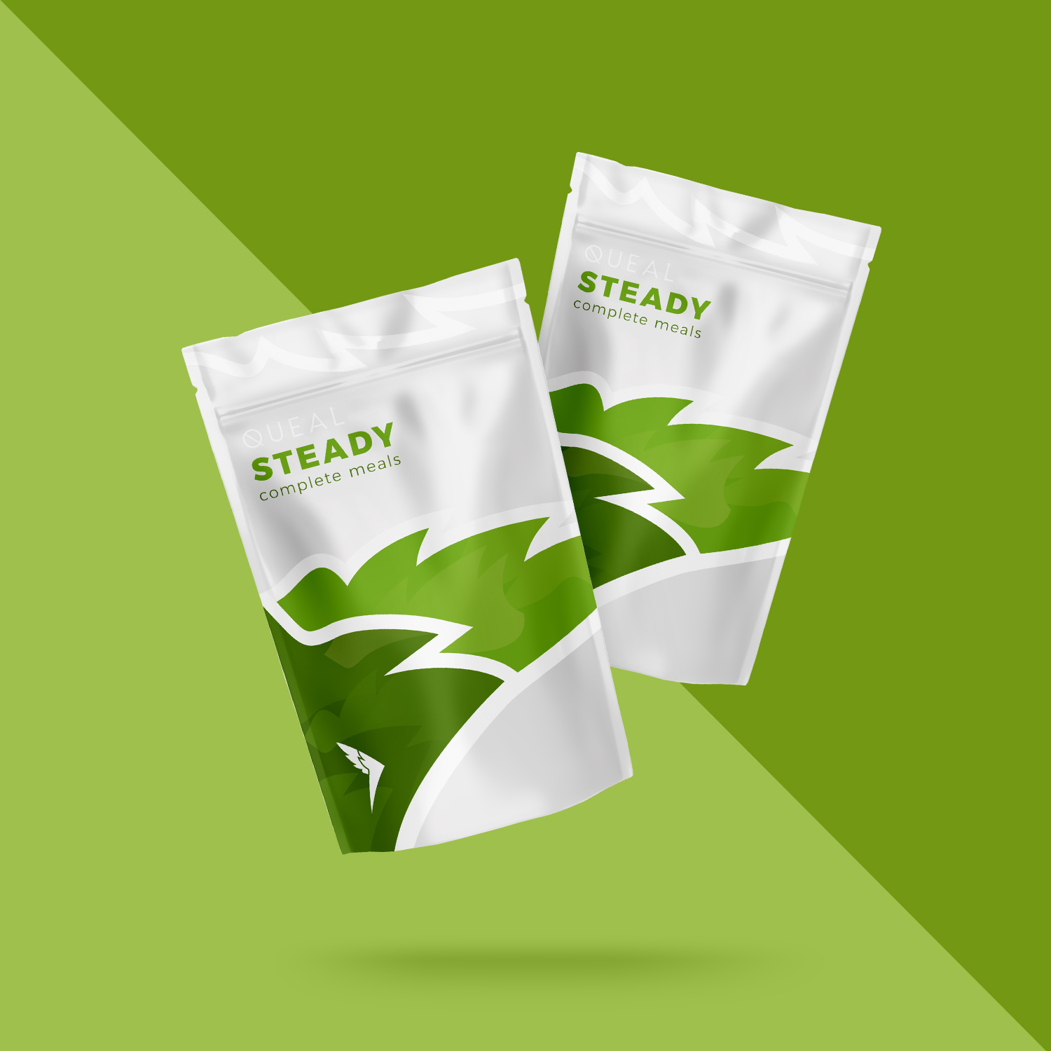 Funky Forest Fruit Athletic 1 Two Queal Steady Athletic bags against a green background.