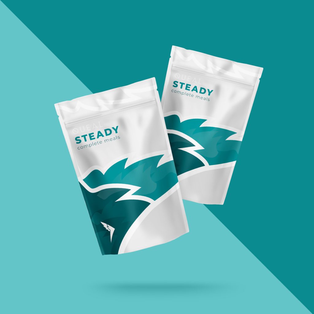 Shop 5 Two Queal Steady Vegan bags against a blue-green background.